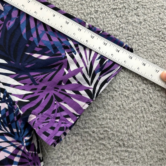 NWT Catherines Short Sleeve V Neck Tasseled Blouse Shirt 100% Cotton Palms 0X‎ - Picture 8 of 9